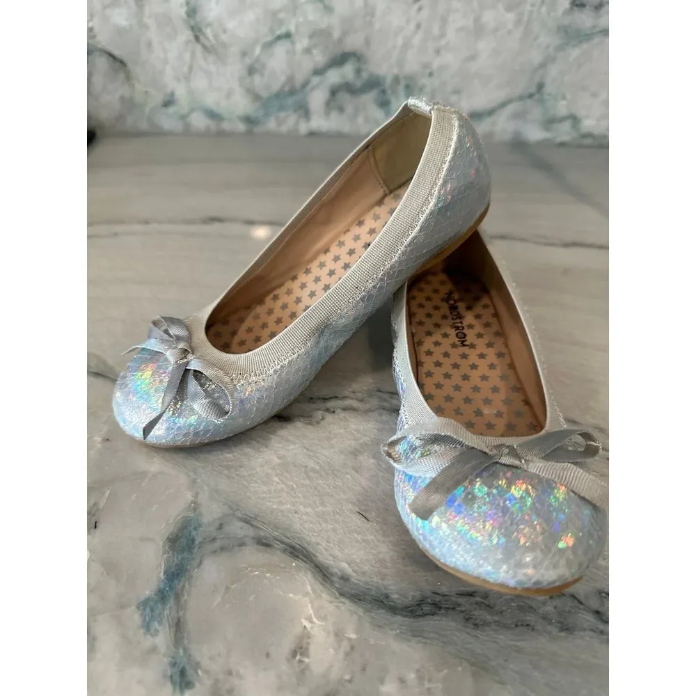 Silver mermaid‎ sparkly girls Nordstrom ballet flats sz 13